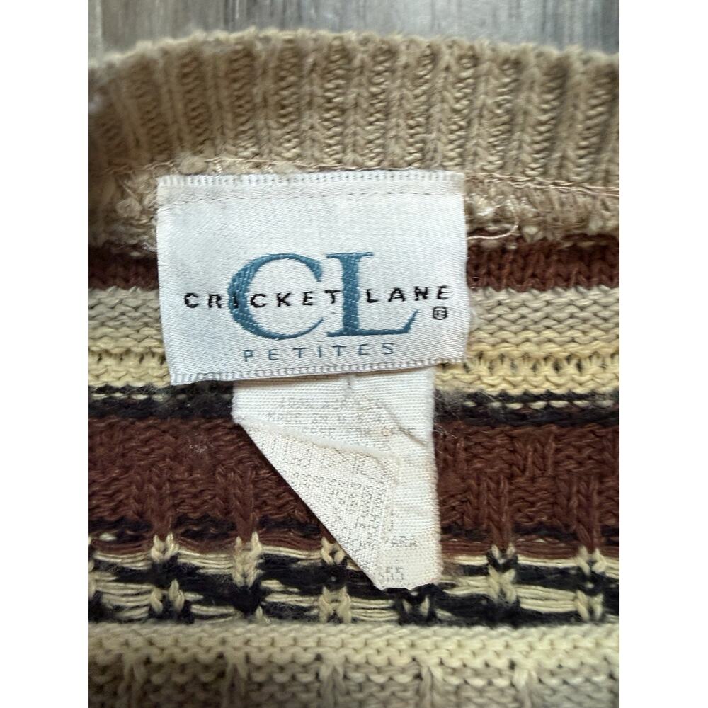 Vintage 90s Cricket Lane Petites L Striped Knit Short Sleeve Sweater - Picture 3 of 7